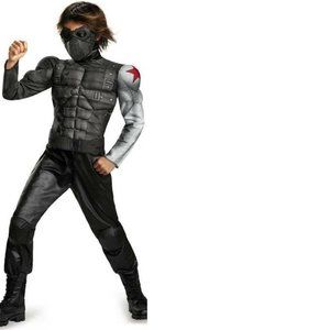 Marvel Captain America Winter Soldier Halloween Costume 4/6 Muscle Jumpsuit Mask